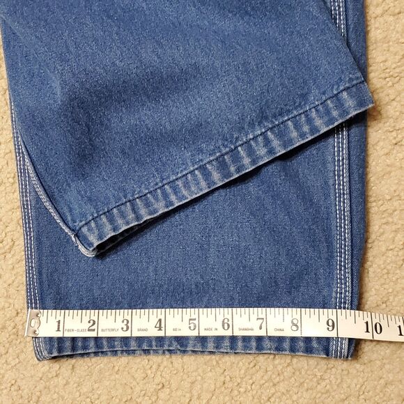 Liberty Overalls Sz 42/28 Men Carpenter Medium Wash Front Pocket  Workwear - Picture 12 of 13